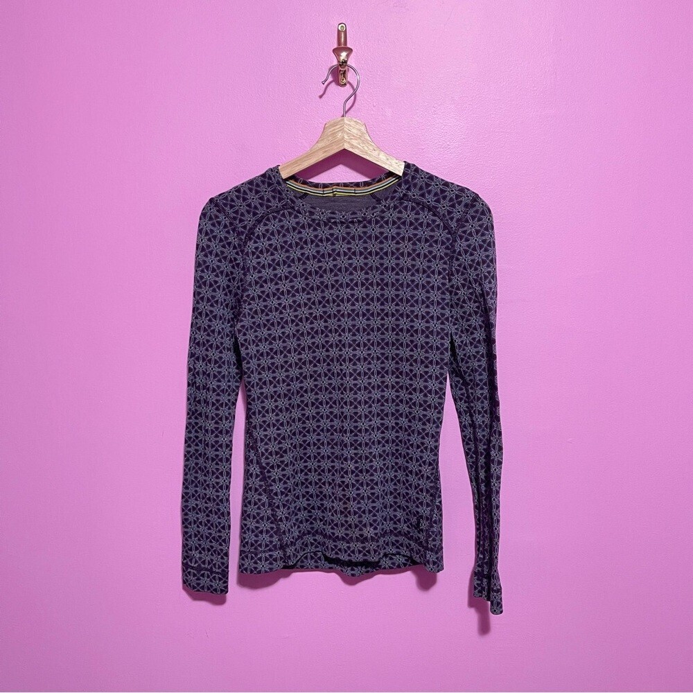 Smartwool Merino 250 Base Layer Pattern Crew Top Women’s Small Purple - Picture 2 of 9